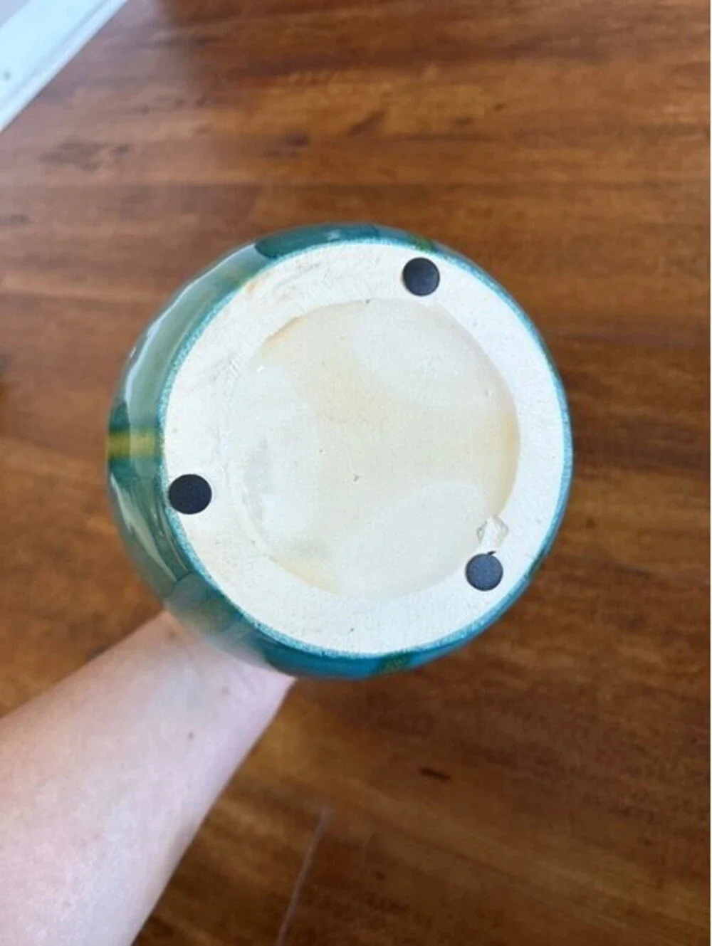 Handcrafted Ceramic Vase with Blue and Beige Glaze